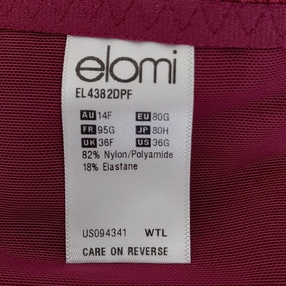 Elomi Charley Stretch Plunge Bra in Deep Fuschia Size 36 G Wired NEW - Picture 11 of 11